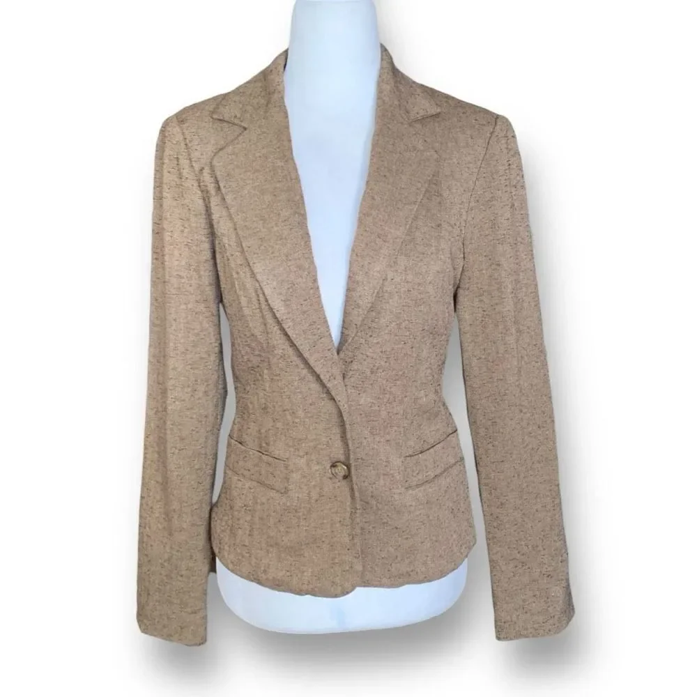 Vintage‎ 90s Rampage Blazer Jacket Tan Brown Tweed Structured Classic Schoolboy
